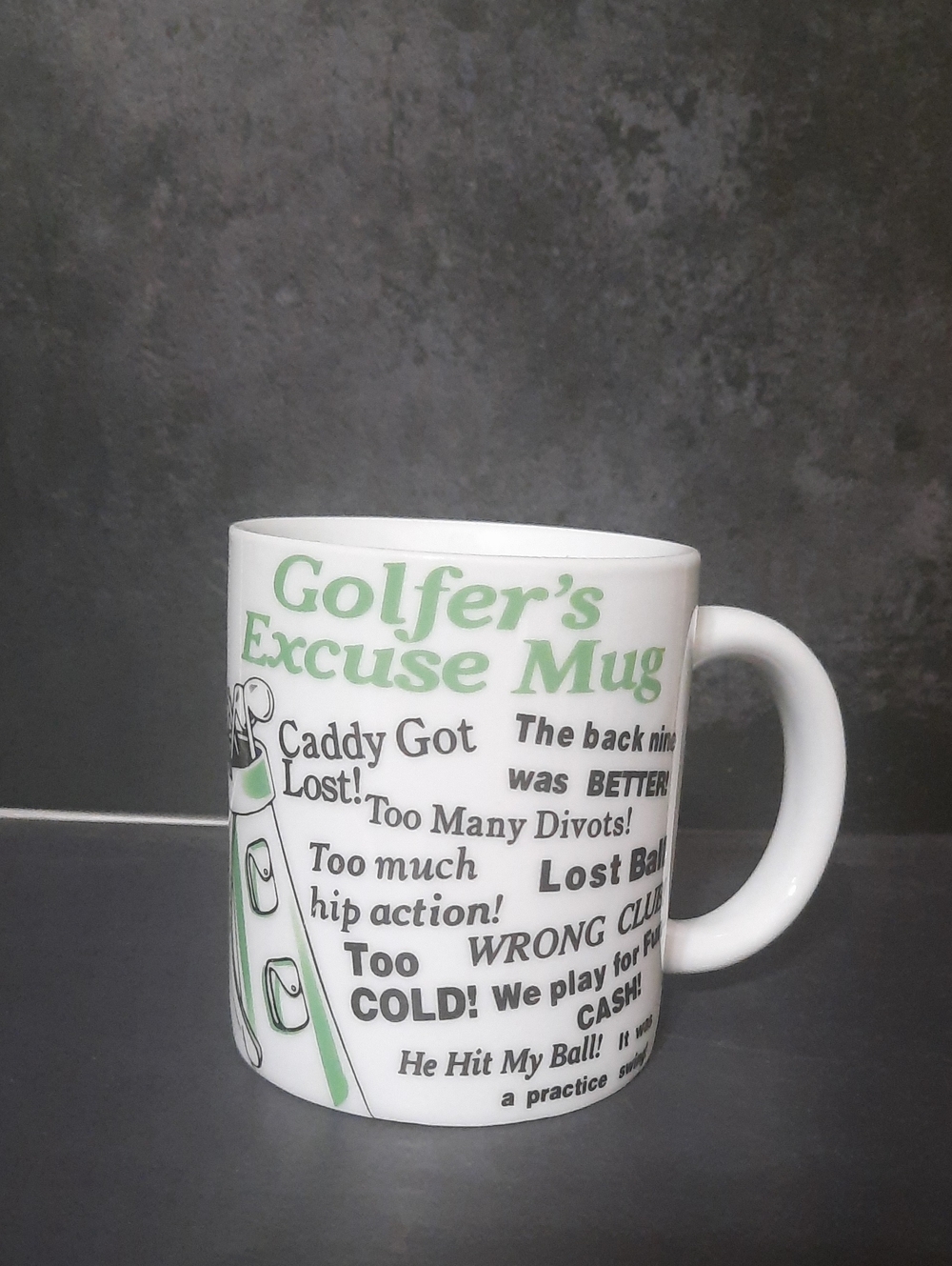 Golfer's Excuse Mug - White and Light Green